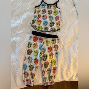 Rowdy Sprout Colorful Rolling stone Print Kids Pajama Set